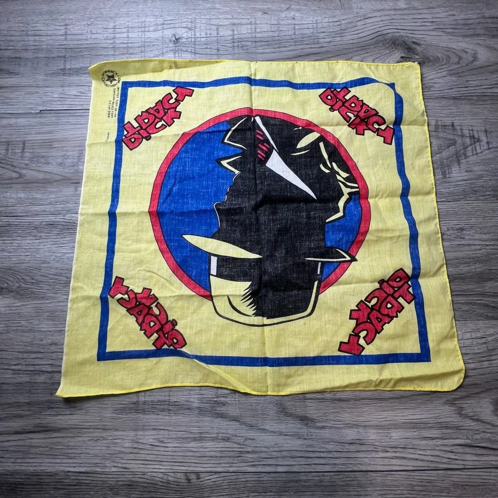 Disney Dick‎ Tracy Bandana Unisex OS Yellow Vintage 1990 Movie Promo Made in USA